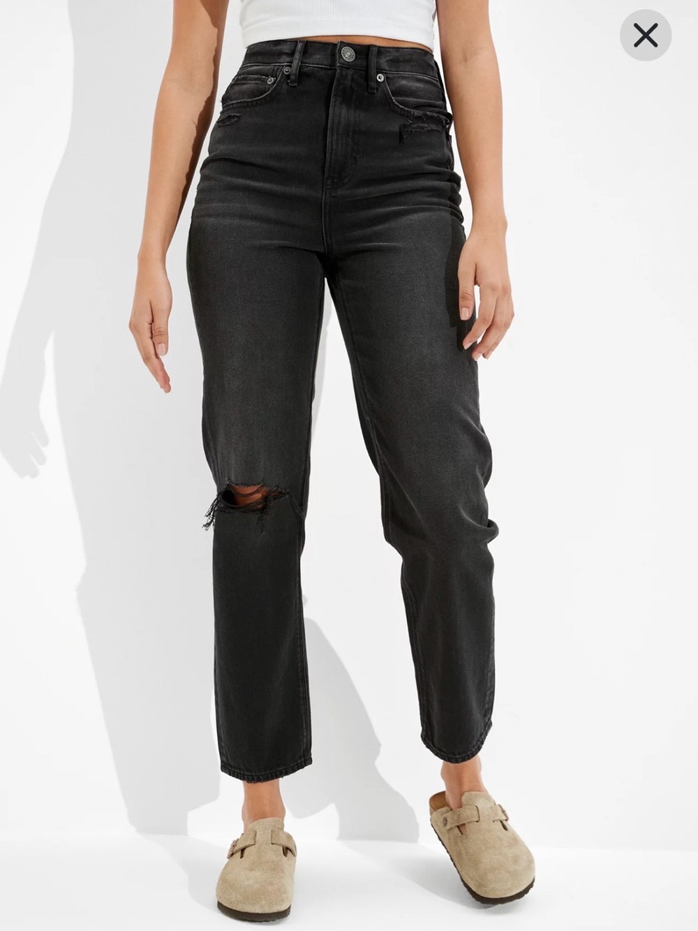 American Eagle ’90s Boyfriend Jeans | Black Distressed Denim | Size 10